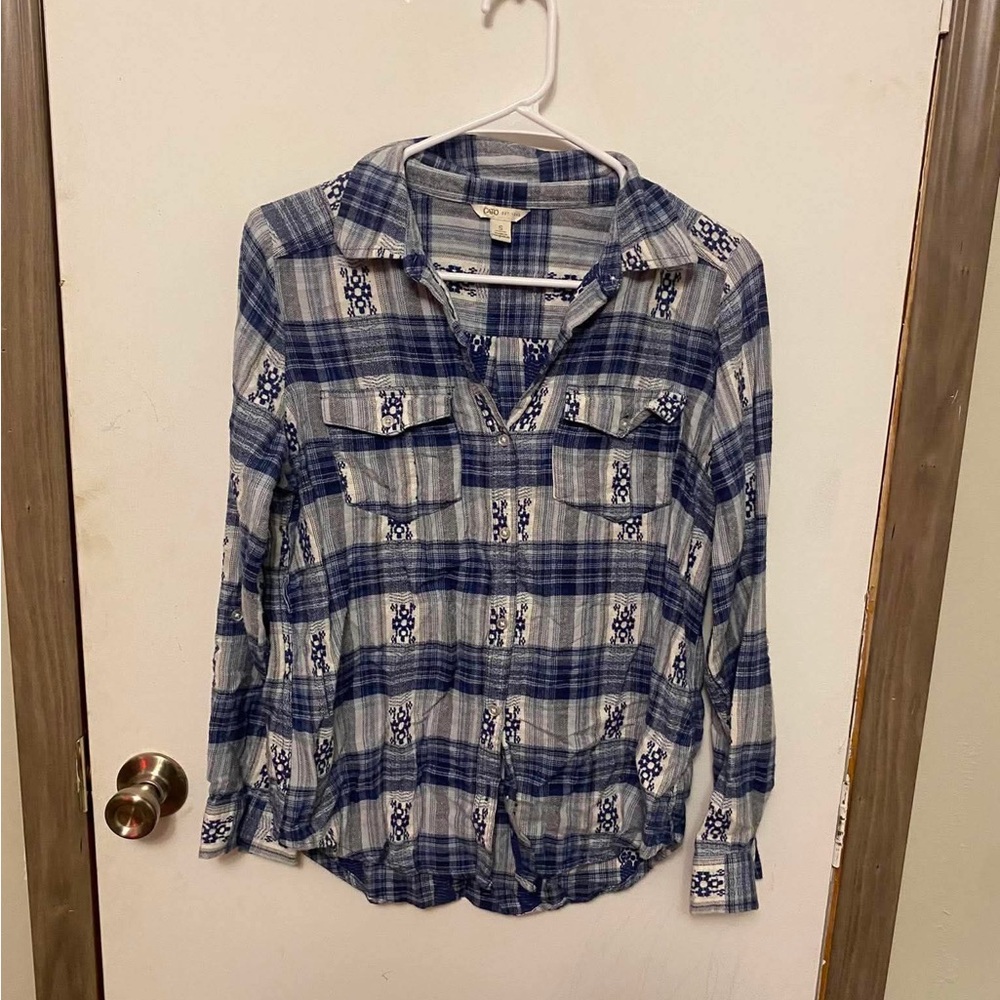 Cato Blue and White Plaid Shirt
